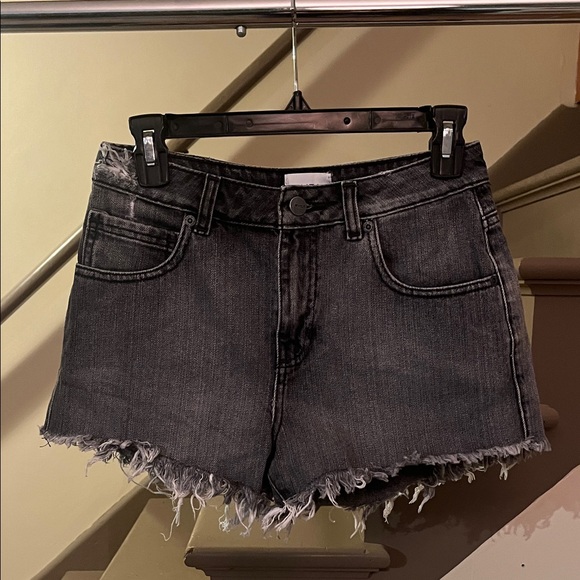RVCA Pants - RVCA Black High-rise Denim Frayed Shorts